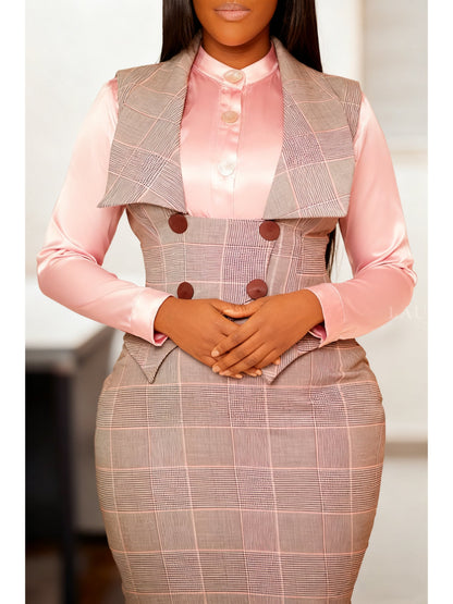 Women's Two-Piece Skirt Set - Floral Print Workwear Look 6997 detail view