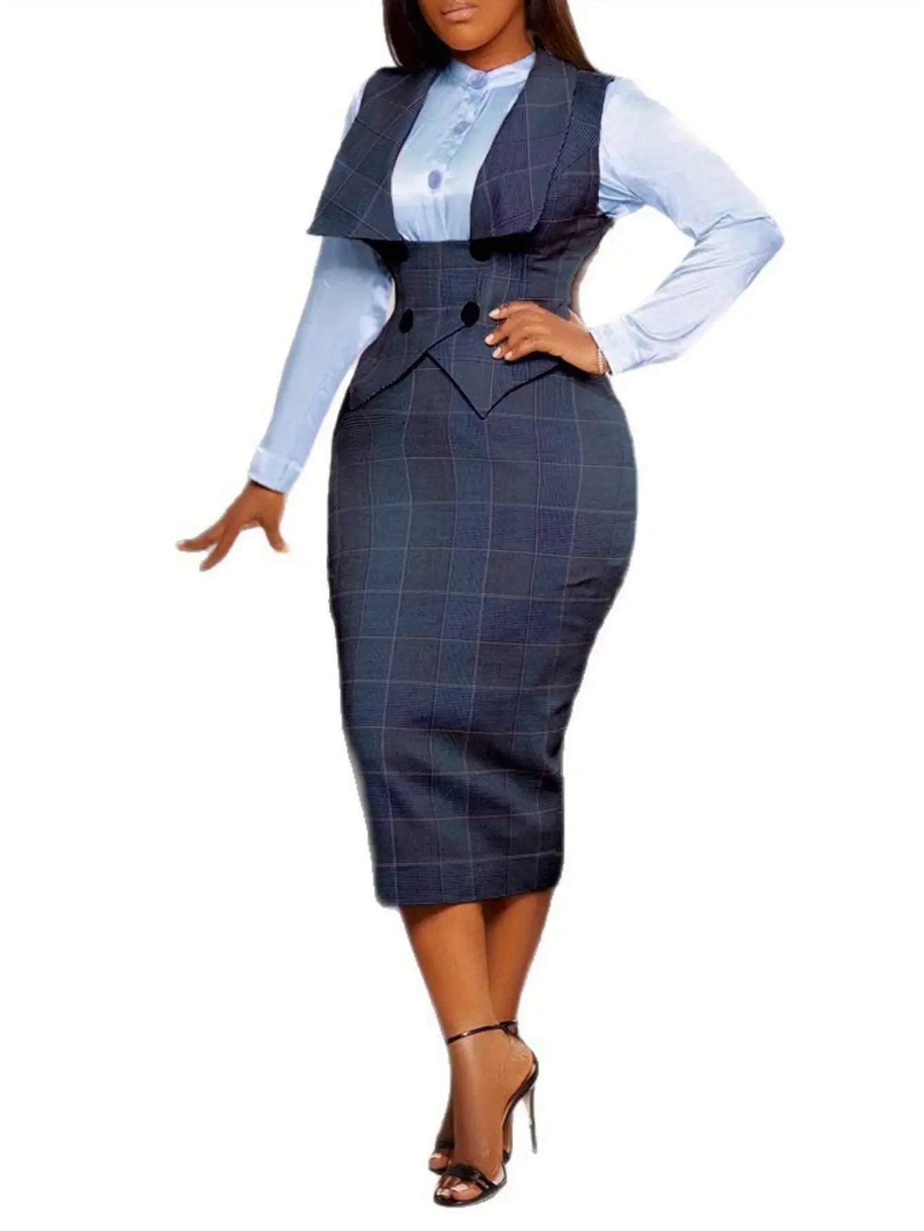 Women's Two-Piece Skirt Set - Floral Print Workwear Look 6997 detail view