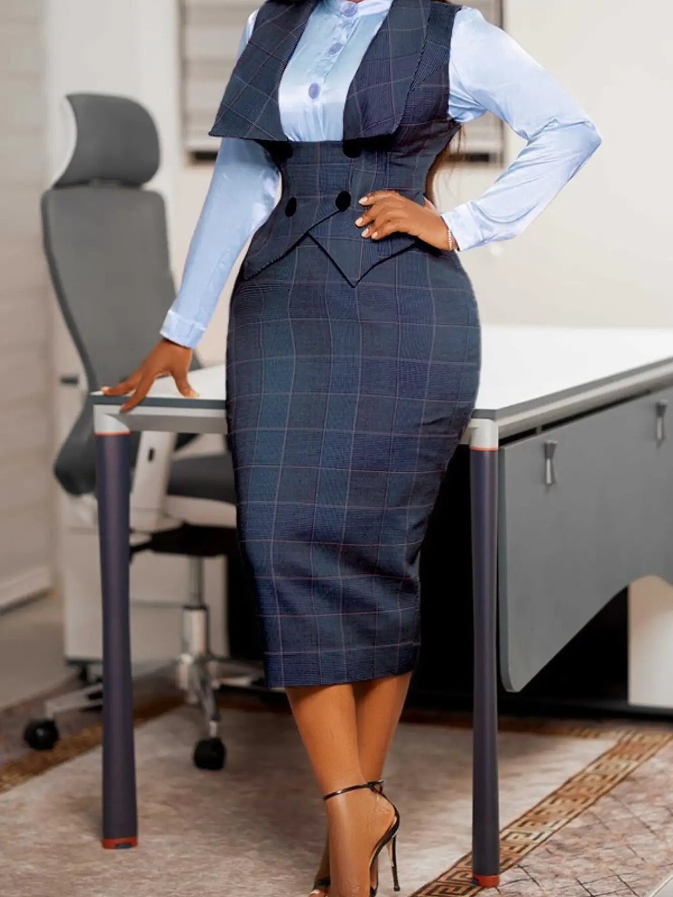 Women's Two-Piece Skirt Set - Floral Print Workwear Look 6997 detail view