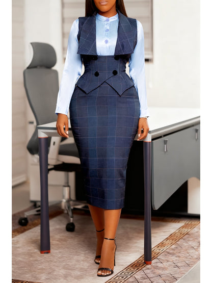 Women's Two-Piece Skirt Set - Floral Print Workwear Look 6997 detail view