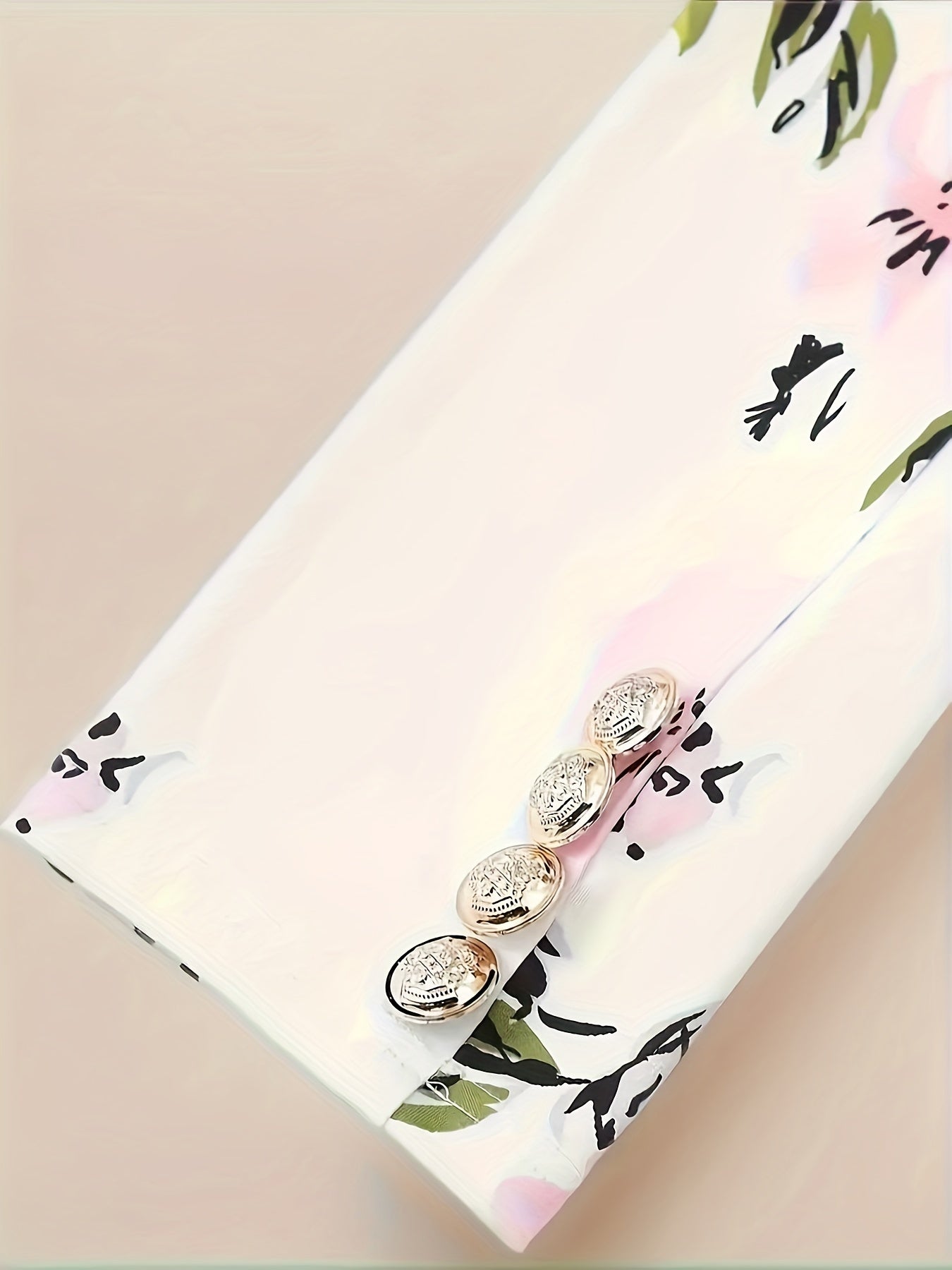 Women's Two-Piece Skirt Set - Floral Print Workwear Matching Outfit detail view