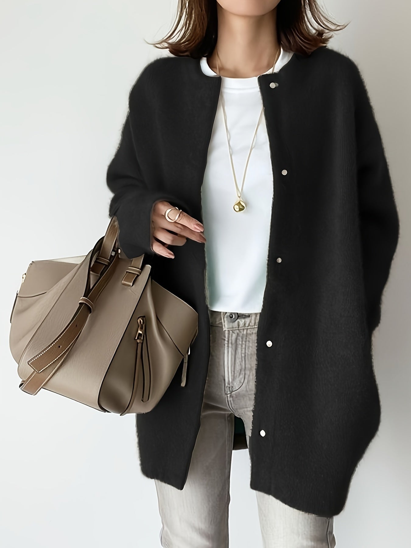 Women's Ultra Soft Knit Jacket - Suede-Look Transitional Layer – view 3