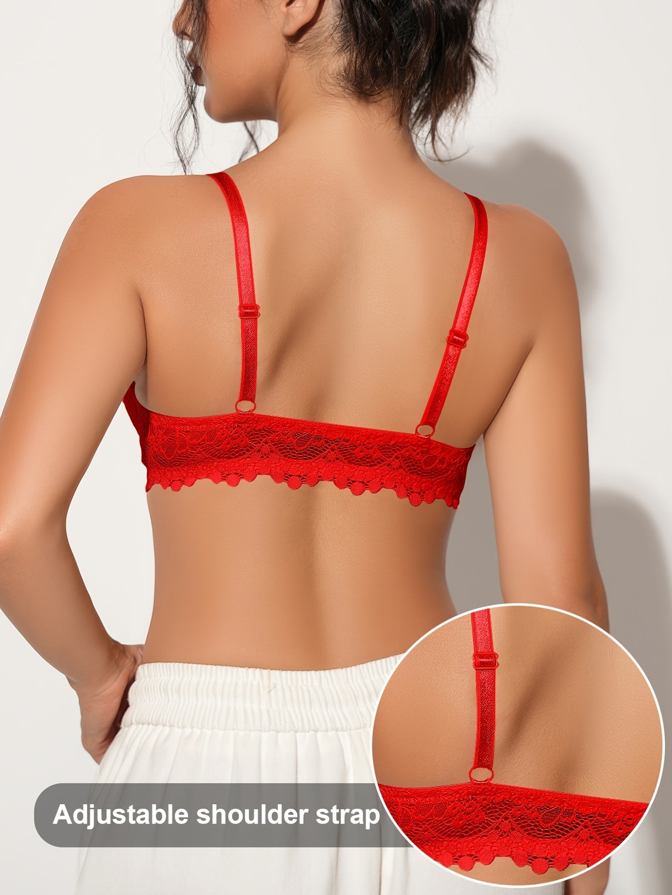 Women's Underwire Bra - Lace, Underwire - Red – view 2