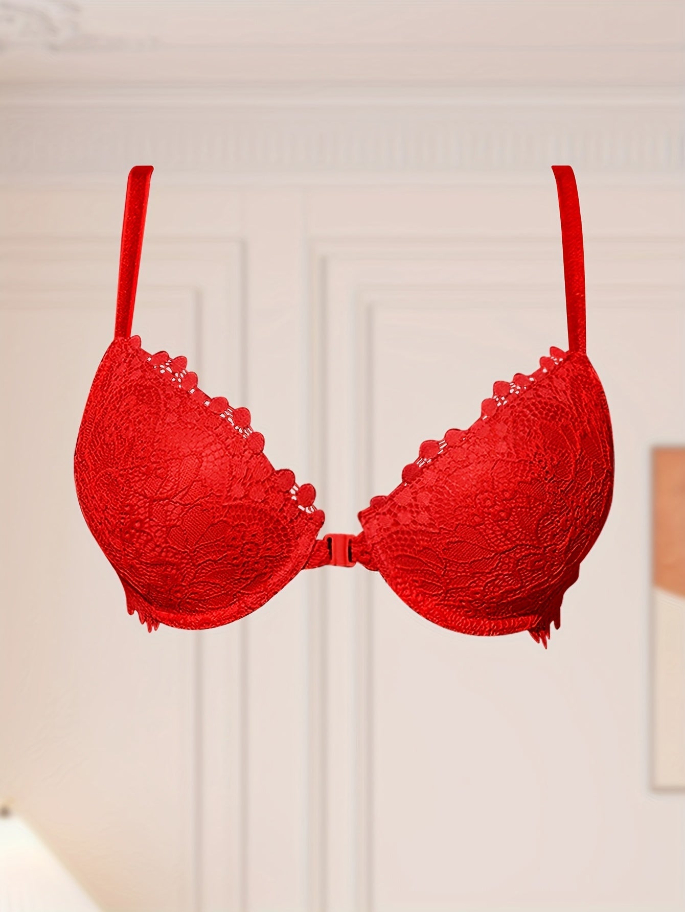 Women's Underwire Bra - Lace, Underwire - Red – view 8
