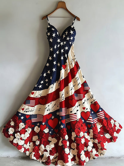 Women's V-Neck Maxi A-Line Dress - Sleeveless detail view