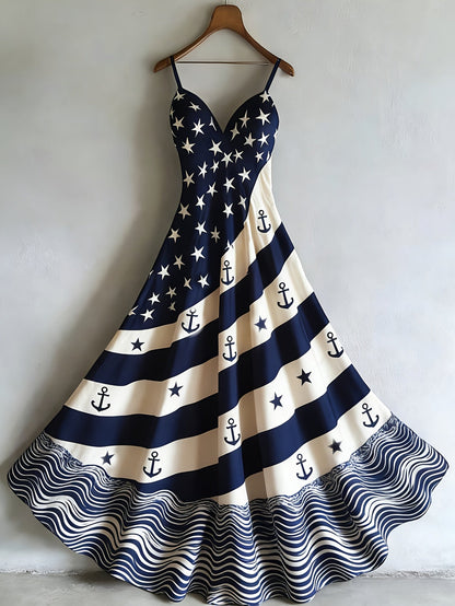 Women's V-Neck Maxi A-Line Dress - Sleeveless detail view
