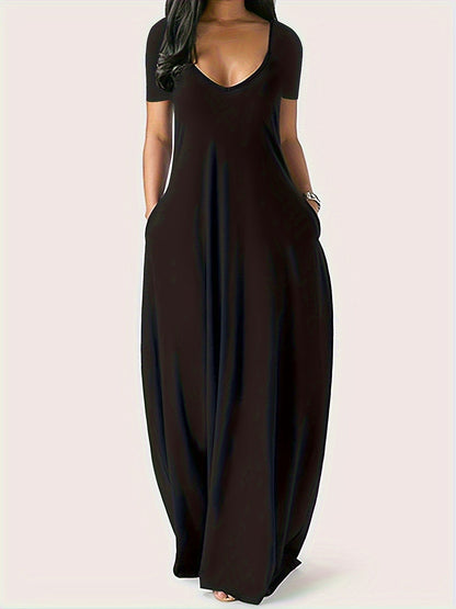 Women's V-Neck Maxi Dress 2-Pack - Wine Red and Black detail view
