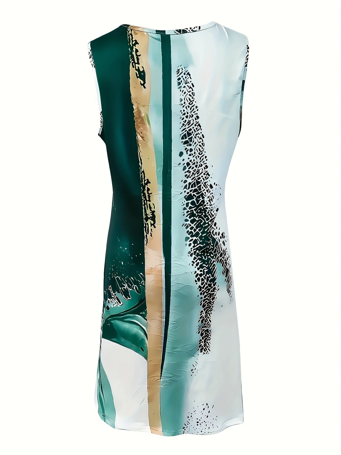 Women's V-Neck Maxi Vacation Dress – Sleeveless – ✨ Sleeveless shape detail view