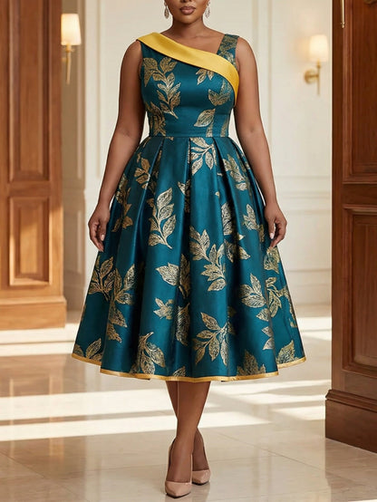 Women's V-Neck Midi Casual Dress – Green option – main product image