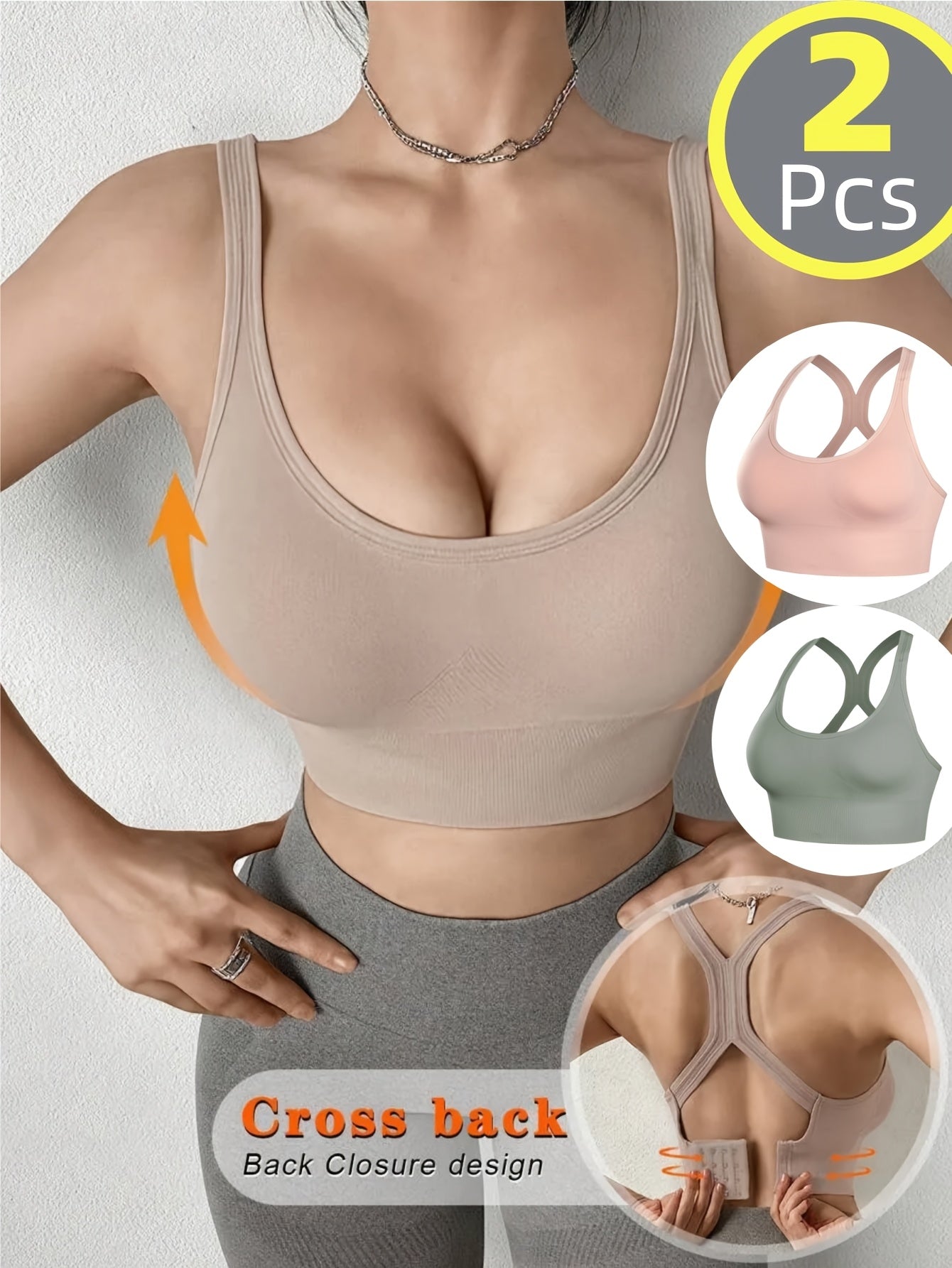 Women's V-Neck Soft Support Bra - 2-Pack Padded, Medium Support detail view