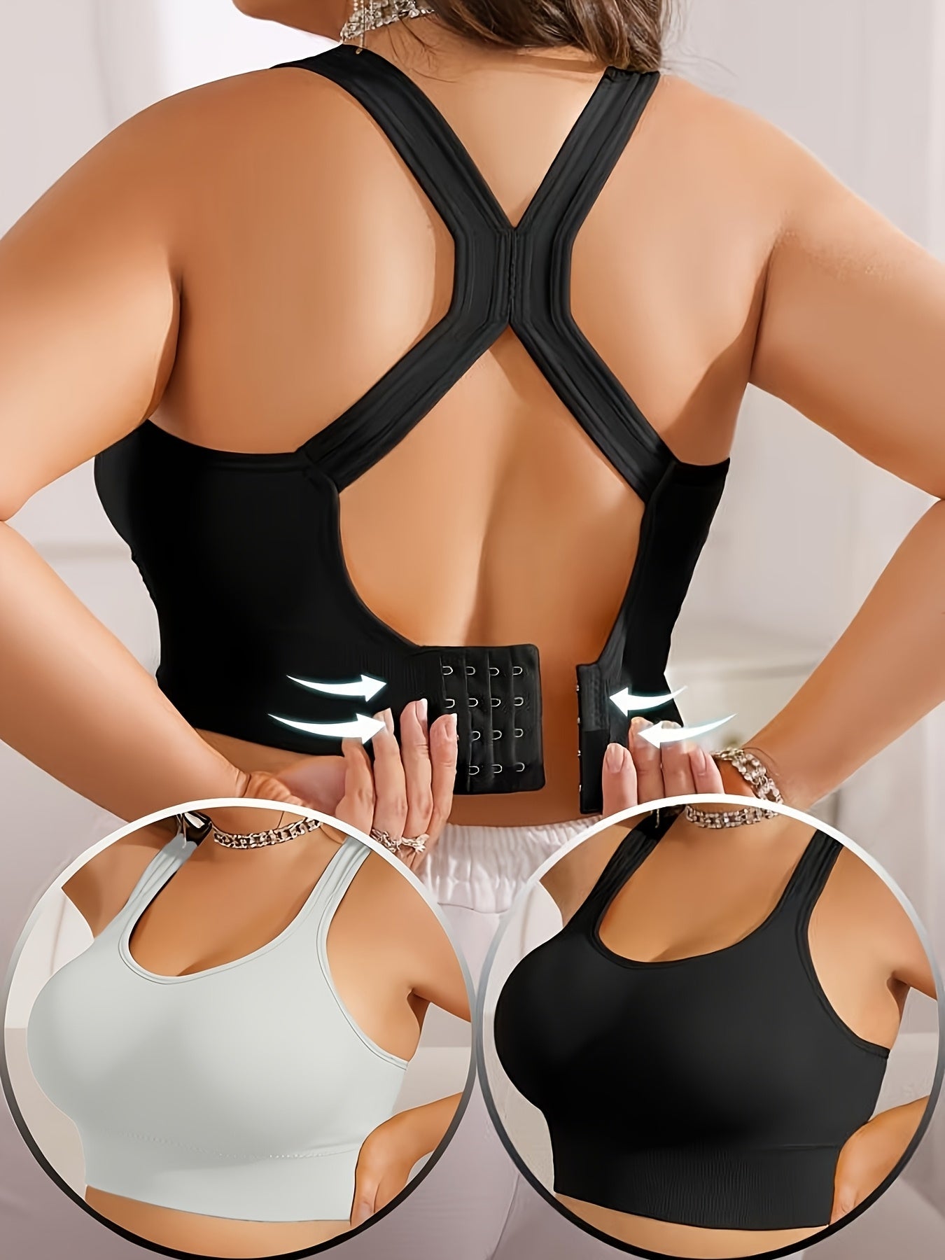 Women's V-Neck Soft Support Bra - 2-Pack Padded, Medium Support – Black option – view 3