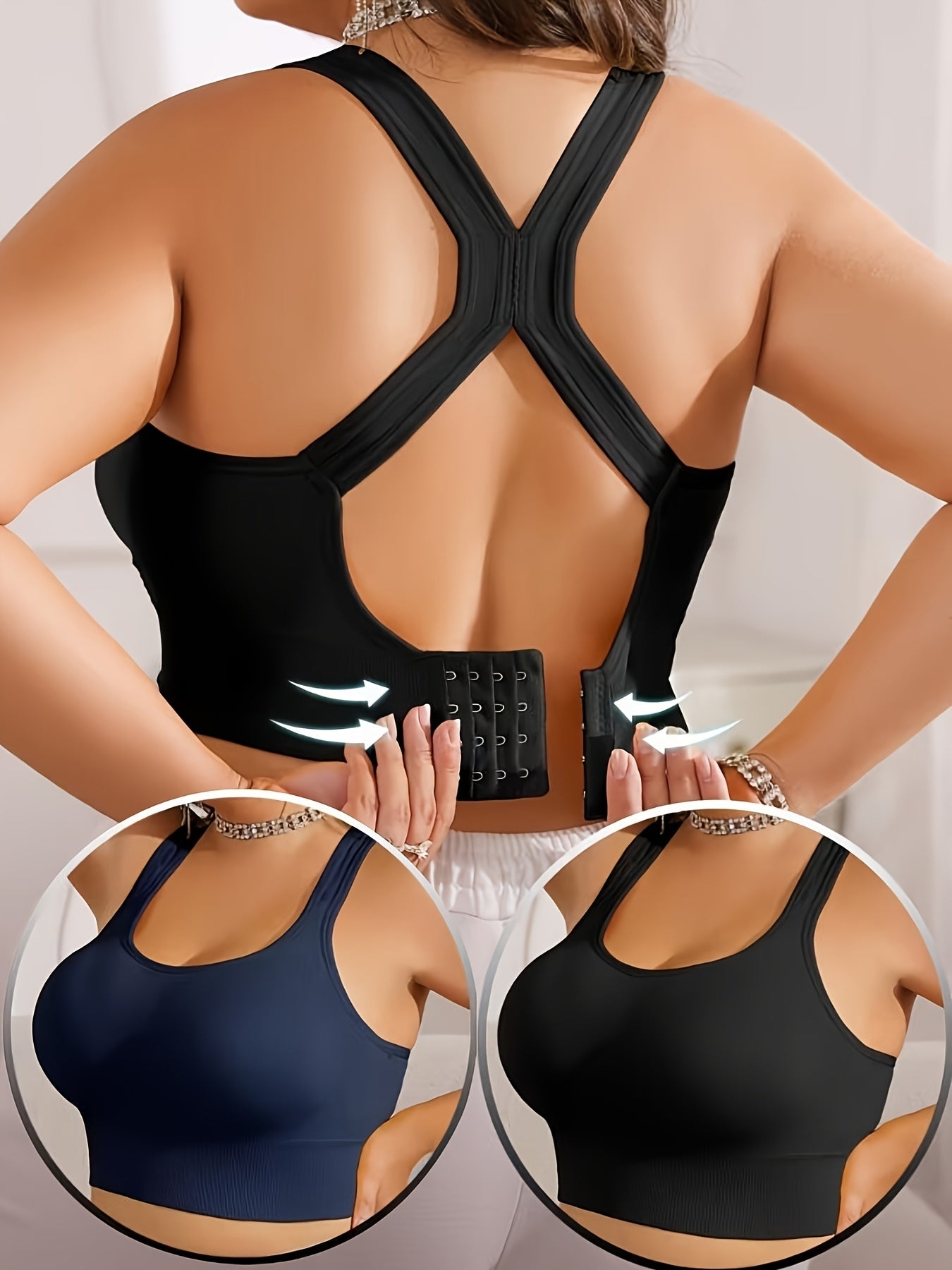 Women's V-Neck Soft Support Bra - 2-Pack Padded, Medium Support – Black option – view 5