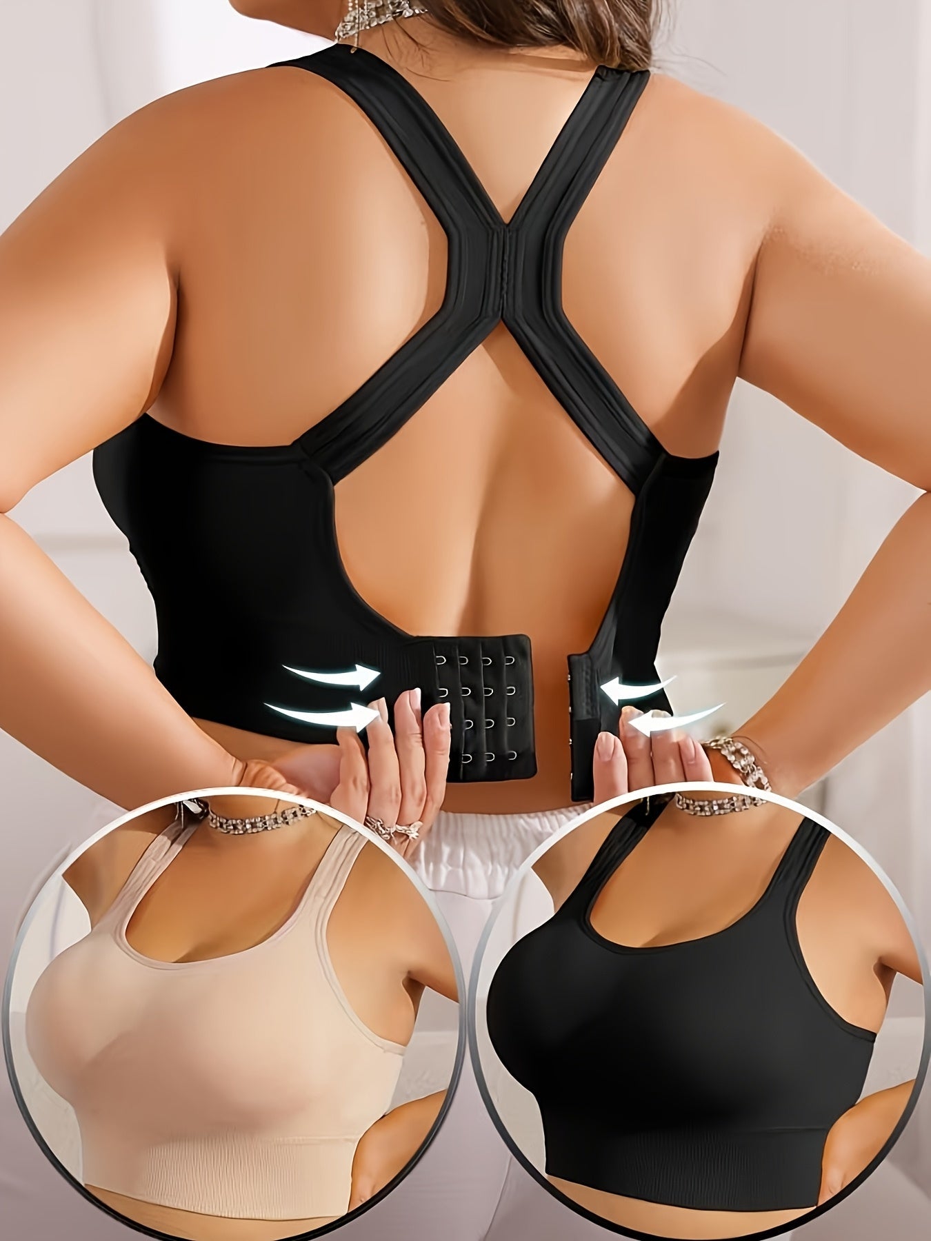 Women's V-Neck Soft Support Bra - 2-Pack Padded, Medium Support – Black option – view 6