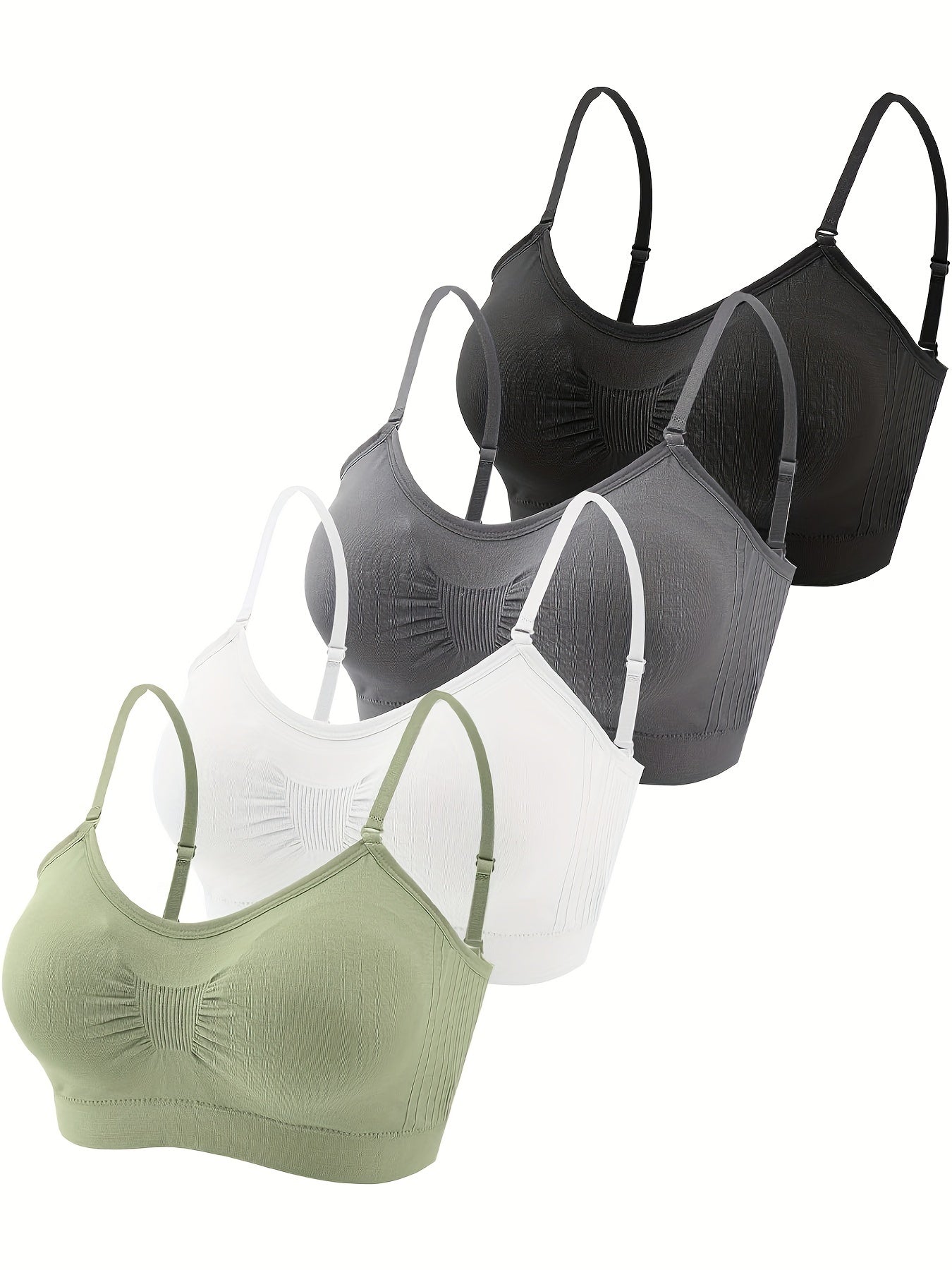 Women's V-Neck Sports Bra - 4-Pack Padded, Everyday Support – main product image