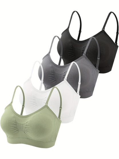 Women's V-Neck Sports Bra - 4-Pack Padded, Everyday Support – main product image
