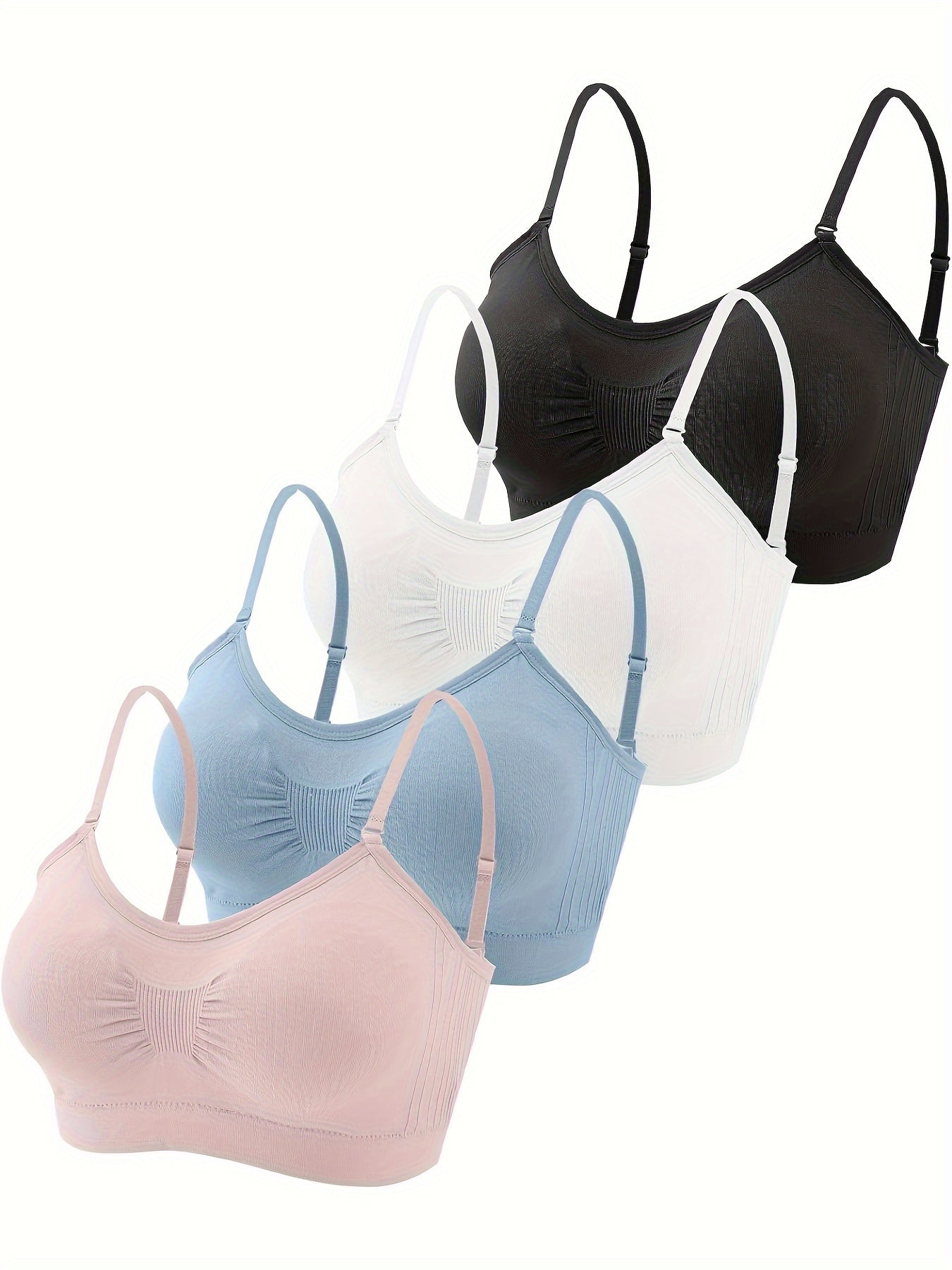 Women's V-Neck Sports Bra - 4-Pack Padded, Everyday Support – view 3