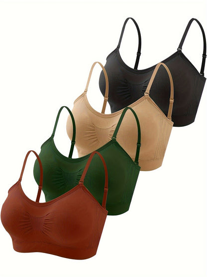 Women's V-Neck Sports Bra - 4-Pack Padded, Everyday Support – view 4