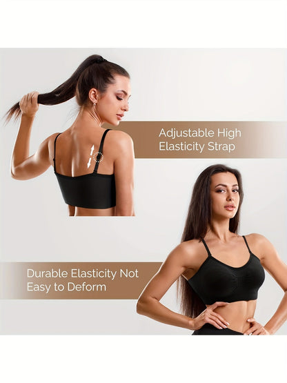 Women's V-Neck Sports Bra - 4-Pack Padded, Everyday Support detail view