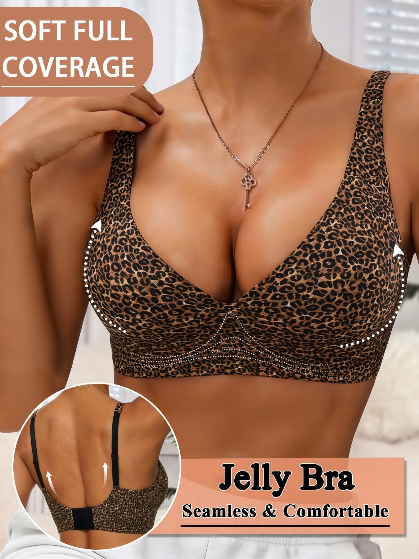 Women's V-Neck Wireless Bra - Fixed Padding, Everyday Support – view 9
