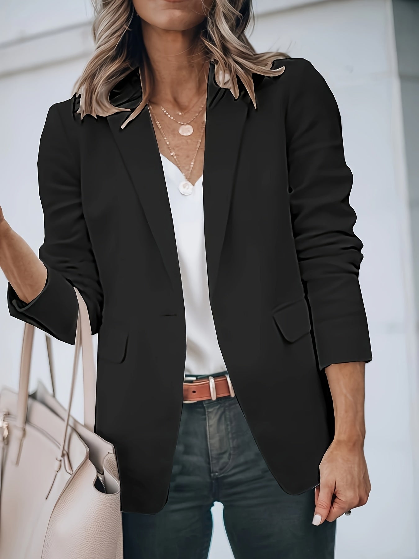 Women's Versatile Button-Front Blazer detail view