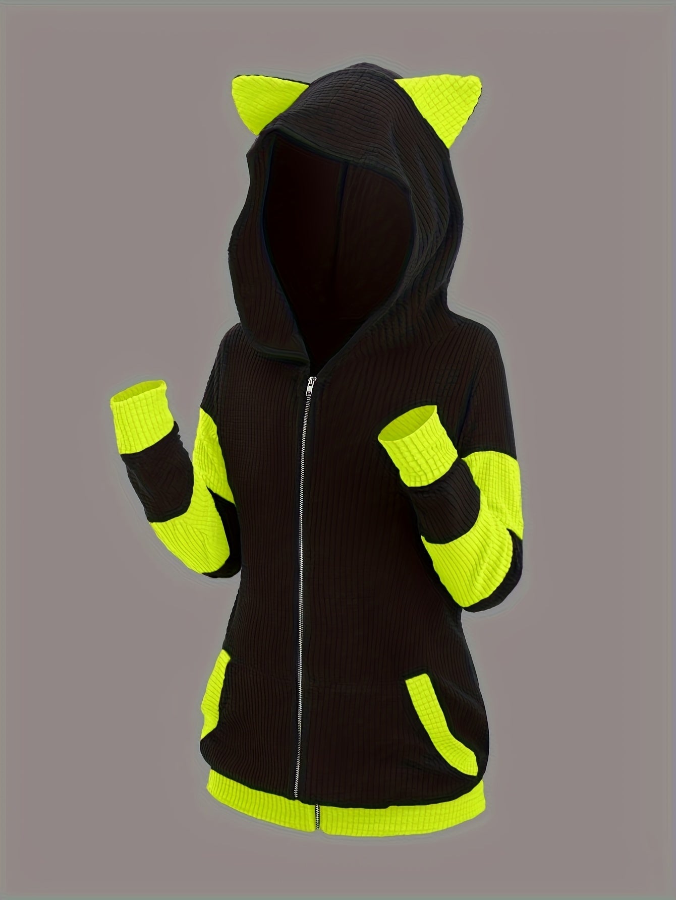Women's Versatile Colorblock Zip-Up Hoodie – Sizes S–XXL detail view