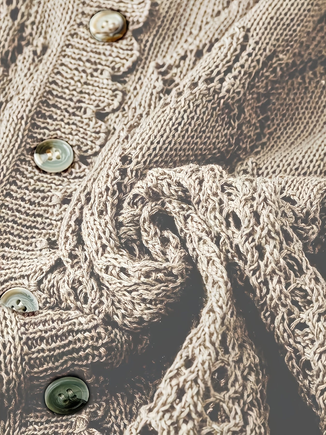 Women's Versatile Denim Button-Front Cardigan – White / Green detail view