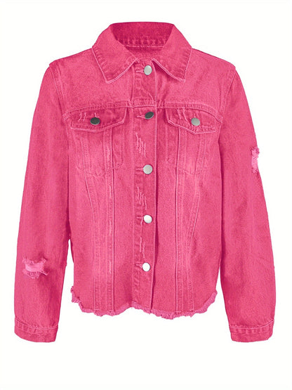 Women's Versatile Denim Button-Front Jacket – 6-Color Selection detail view
