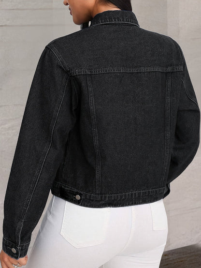 Women's Versatile Denim Button-Front Jacket – Black / Sizes S–XXL detail view