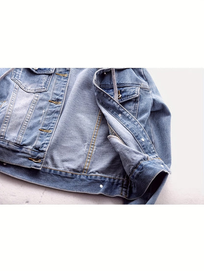 Women's Versatile Denim Button-Front Jacket – Sizes 0XL–4XL detail view