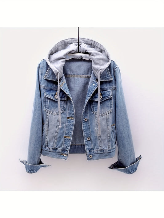Women's Versatile Denim Button-Front Jacket – Sizes 0XL–4XL – Blue option – main product image