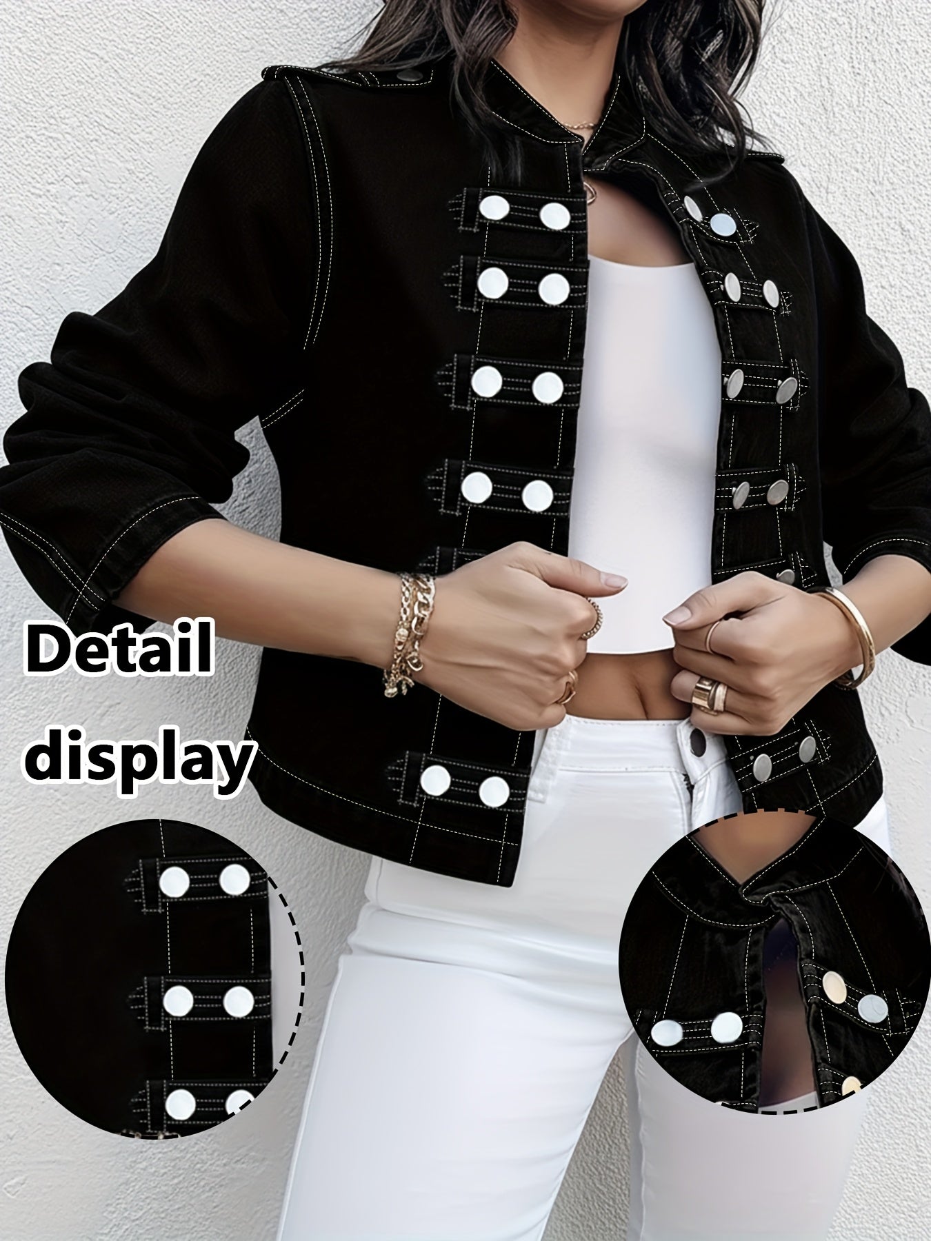 Women's Versatile Denim Button-Front Jacket – Sizes 1XL–4XL detail view
