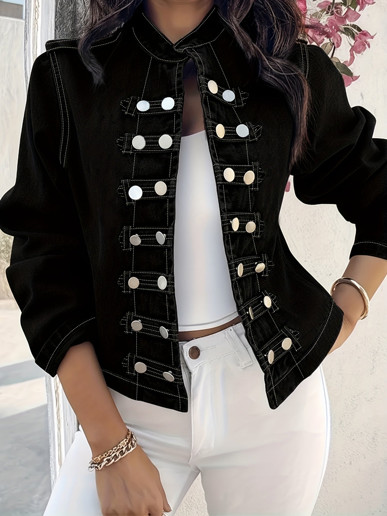 Women's Versatile Denim Button-Front Jacket – Sizes 1XL–4XL detail view