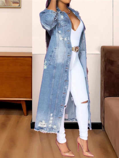 Women's Versatile Denim Button-Front Jacket – Sizes 1XL–5XL detail view