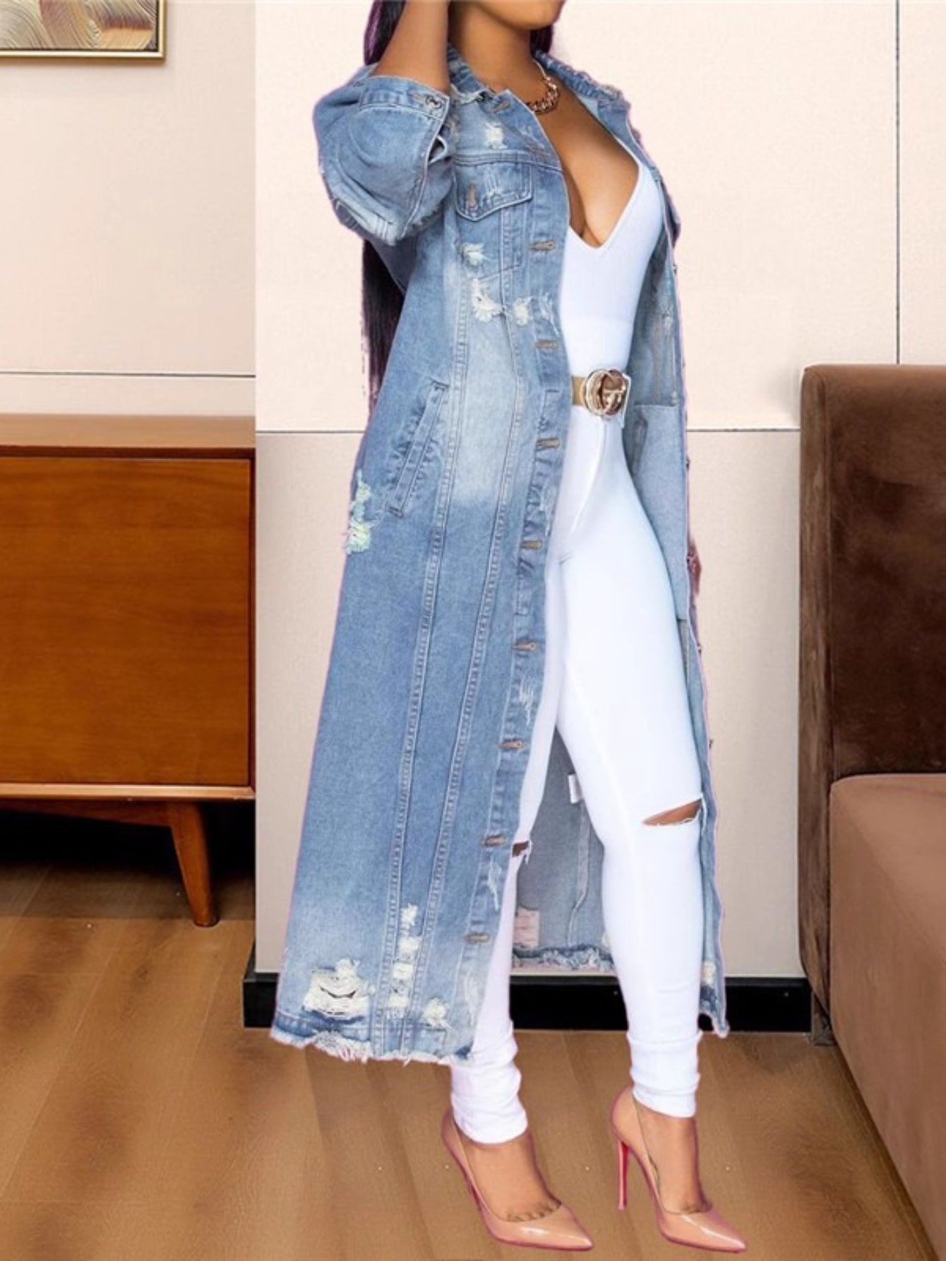 Women's Versatile Denim Button-Front Jacket – Sizes 1XL–5XL detail view