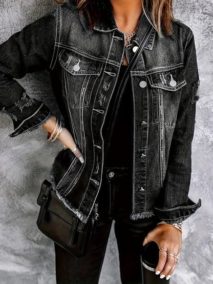 Women's Versatile Denim Button-Front Jacket – Sizes XS–S detail view