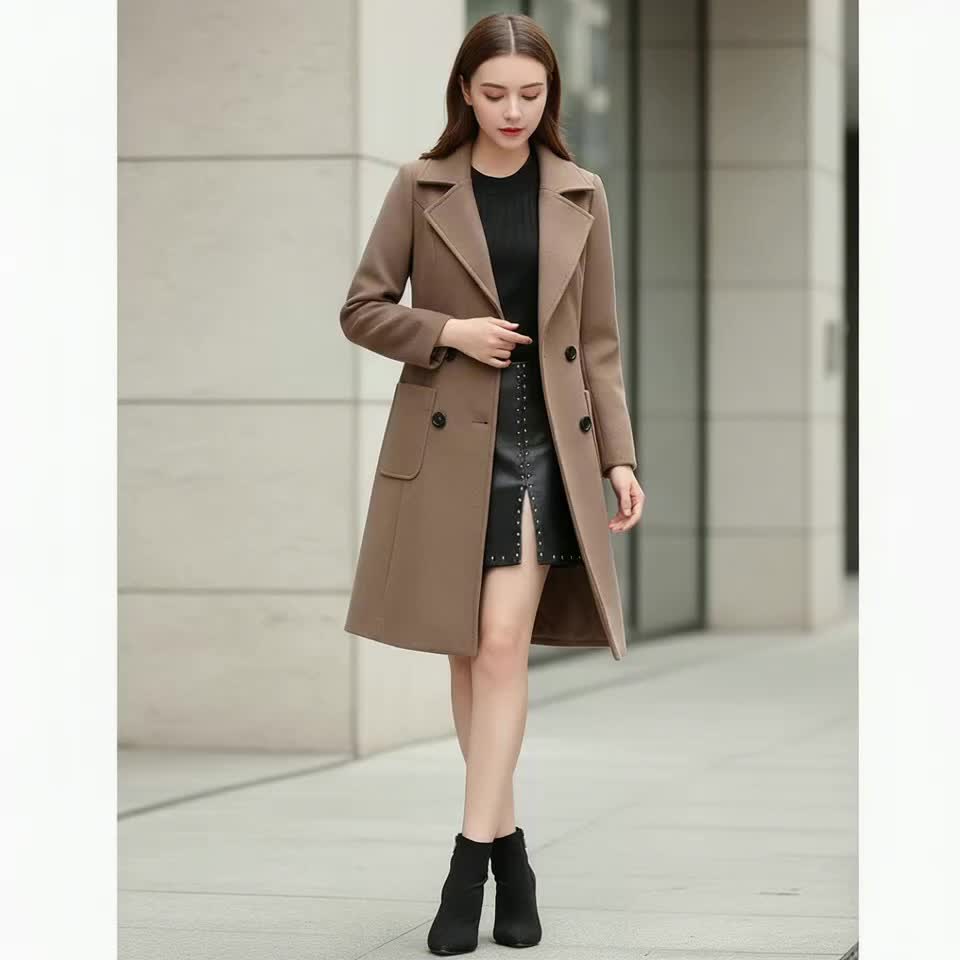 Women's Versatile Denim Double-Breasted Coat – Sizes M–XXL detail view