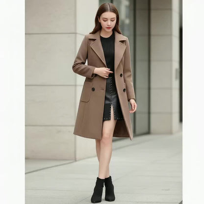 Women's Versatile Denim Double-Breasted Coat – Sizes M–XXL detail view