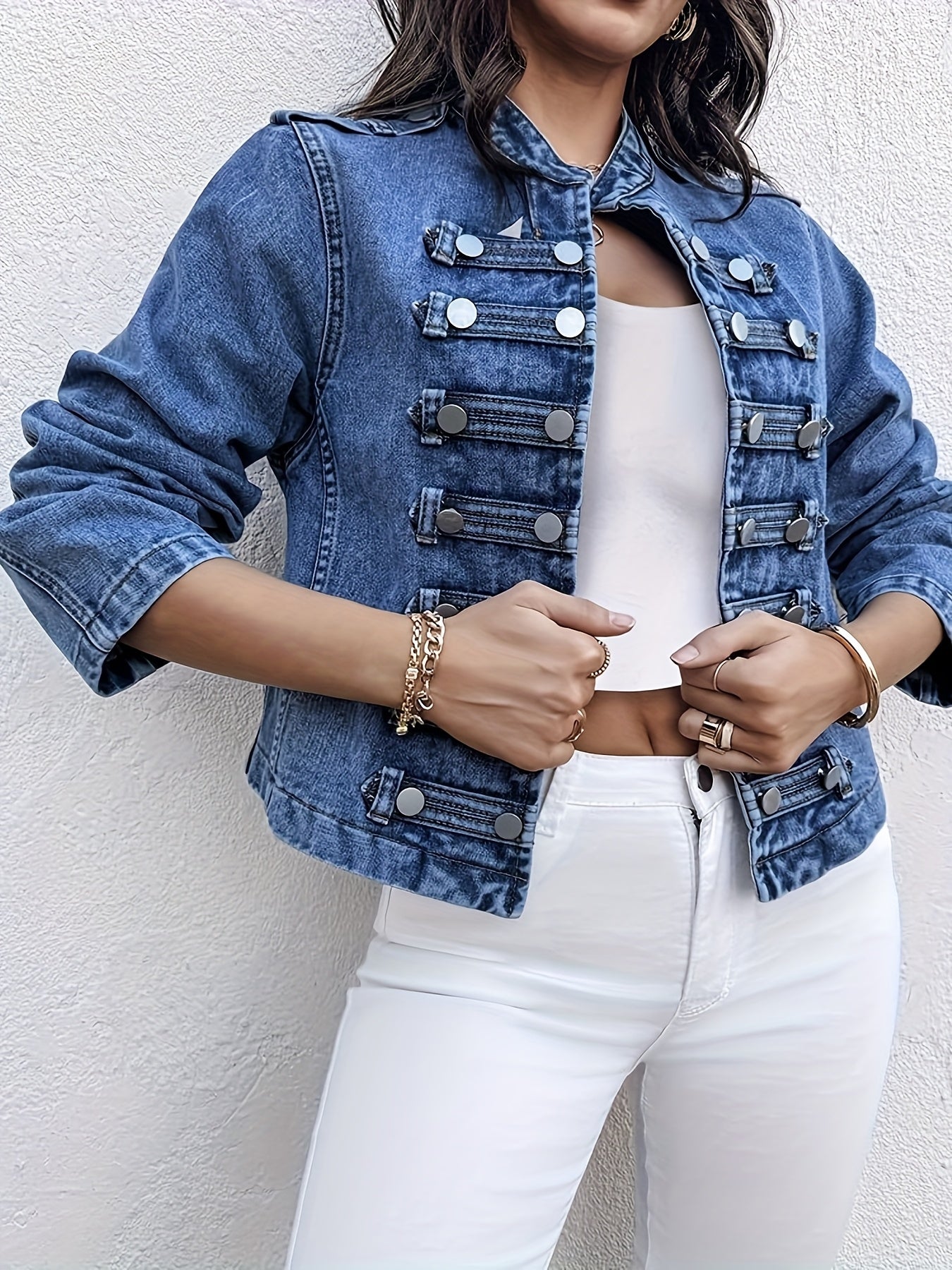 Women's Versatile Denim Double-Breasted Jacket – 5-Variant Selection detail view