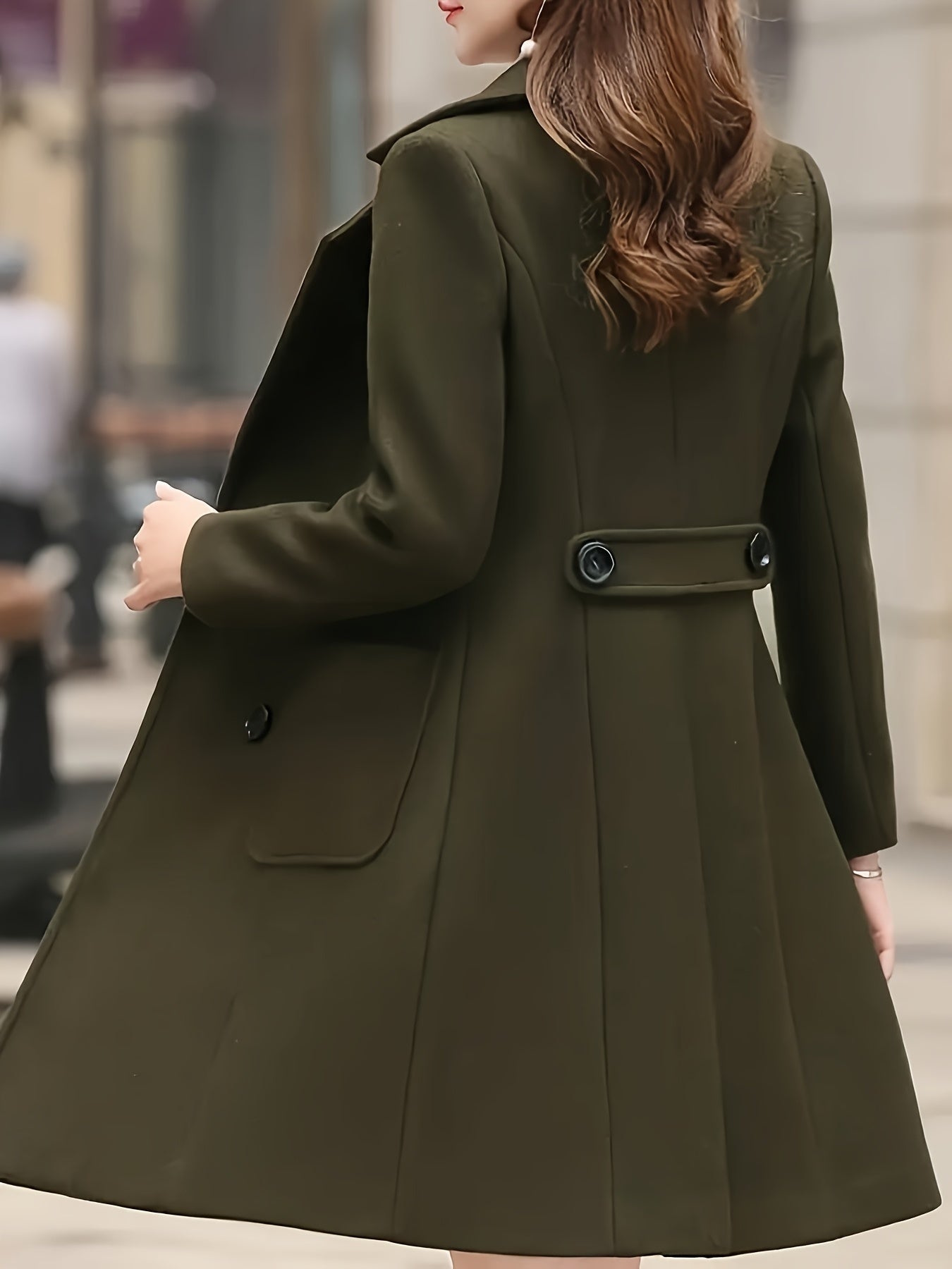 Women's Versatile Denim Double-Breasted Jacket – Khaki / Black detail view