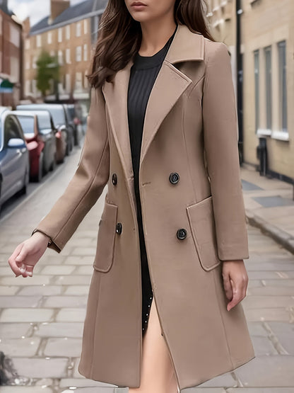 Women's Versatile Denim Double-Breasted Jacket – Khaki / Black – Khaki option – view 4
