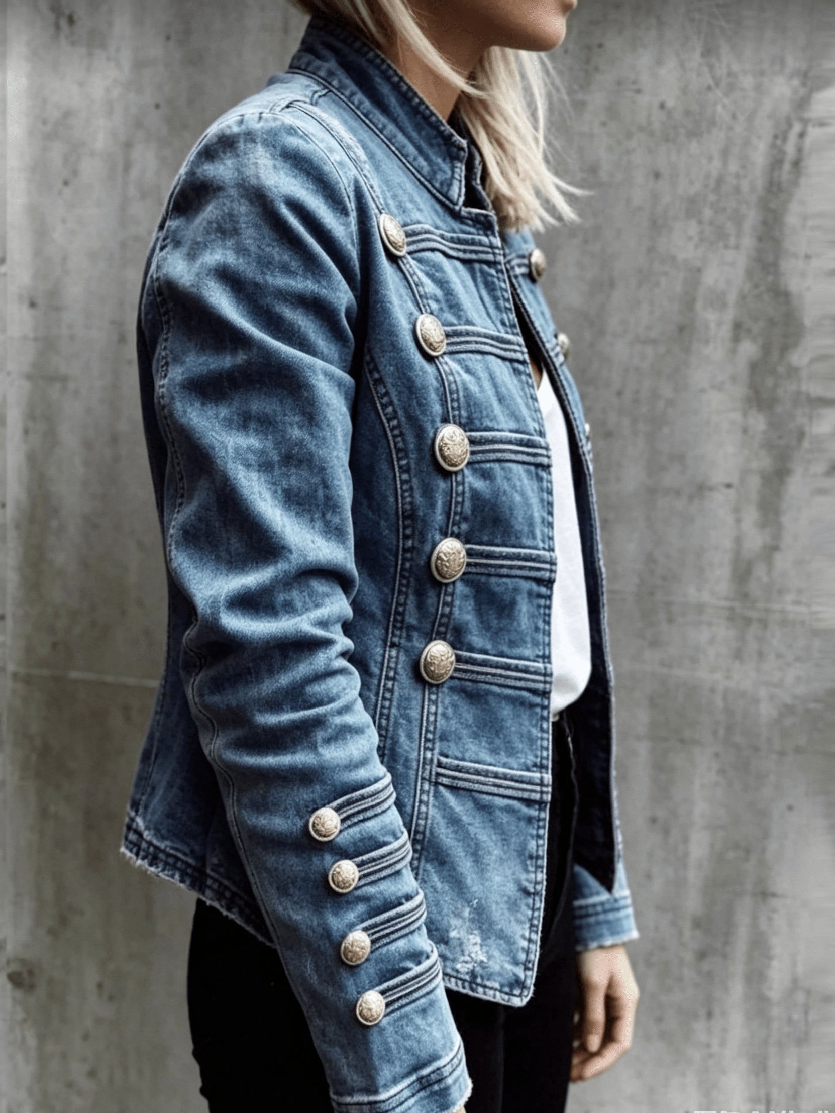 Women's Versatile Denim Double-Breasted Jacket – Sizes M–XXL detail view