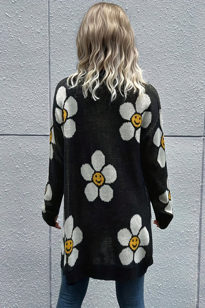 Women's Versatile Denim Floral Cardigan – Denim Wash 47653 detail view