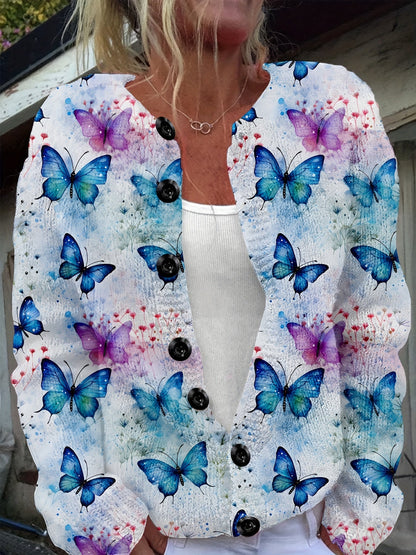 Women's Versatile Denim Floral Cardigan – Sizes 0XL–5XL – main product image