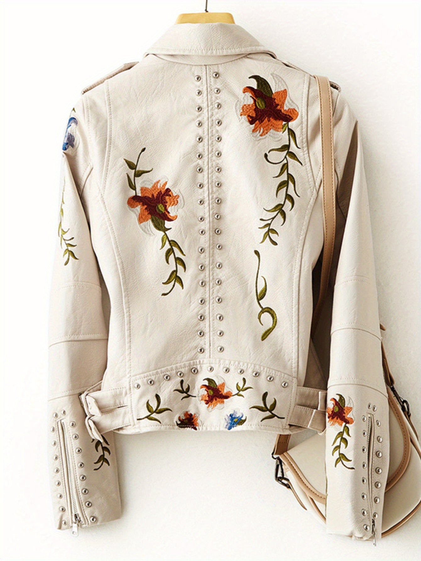 Women's Versatile Denim Floral Jacket – Beige detail view