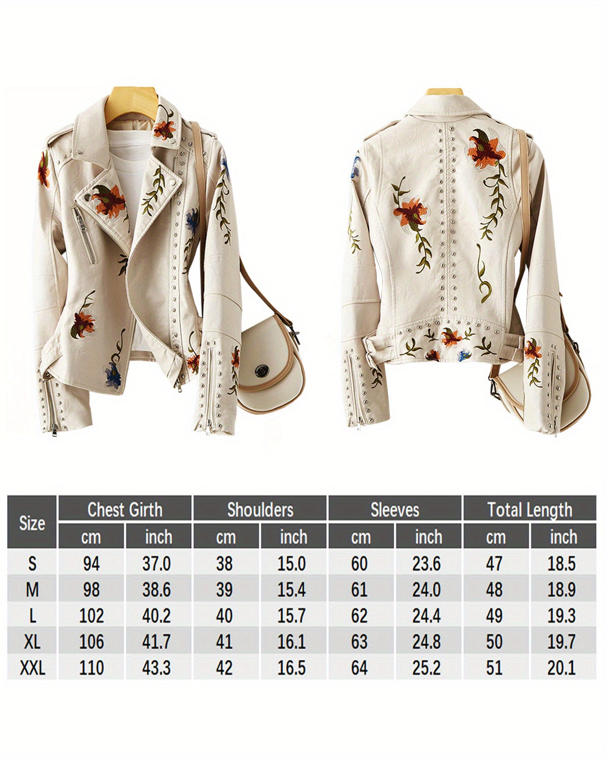 Women's Versatile Denim Floral Jacket – Beige detail view