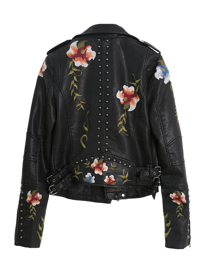 Women's Versatile Denim Floral Jacket – Black detail view