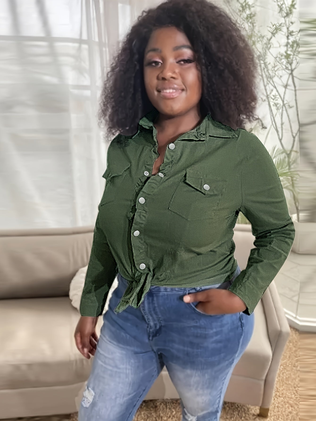 Women's Versatile Denim Graphic Jacket – Sizes S–XXL detail view