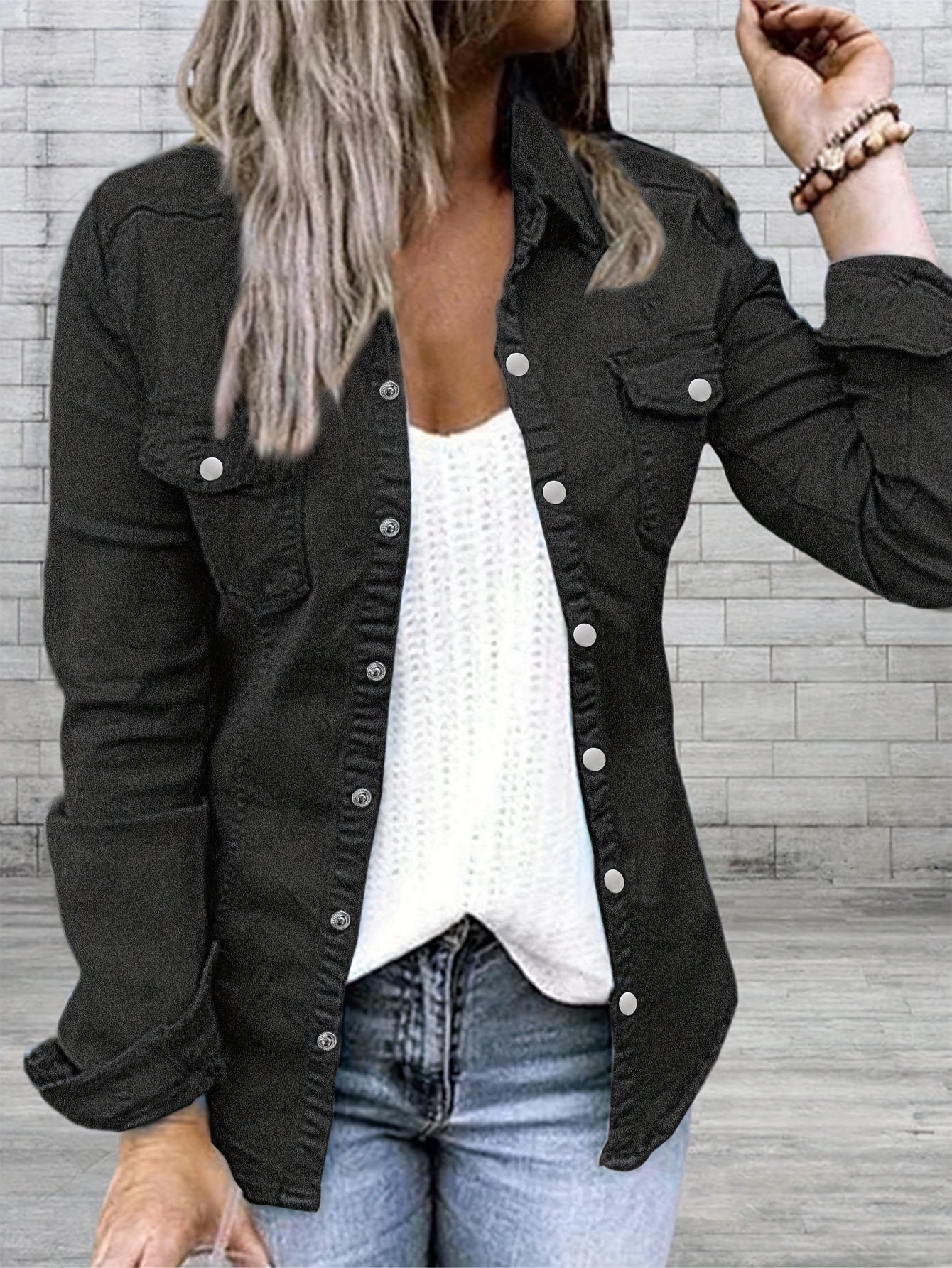 Women's Versatile Denim Graphic Jacket – Sizes S–XXL detail view