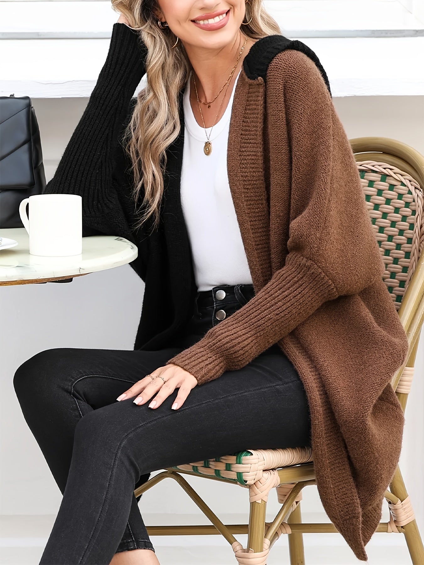 Women's Versatile Denim Open-Front Cardigan – Black / Sizes S–XL detail view