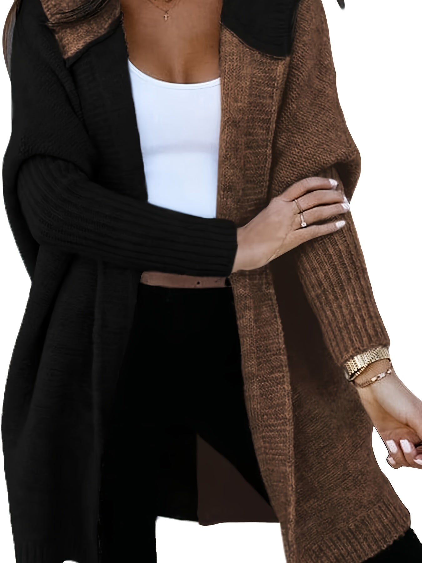 Women's Versatile Denim Open-Front Cardigan – Black / Sizes S–XL detail view